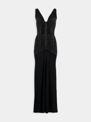 Embellished V-Neck Long Gown