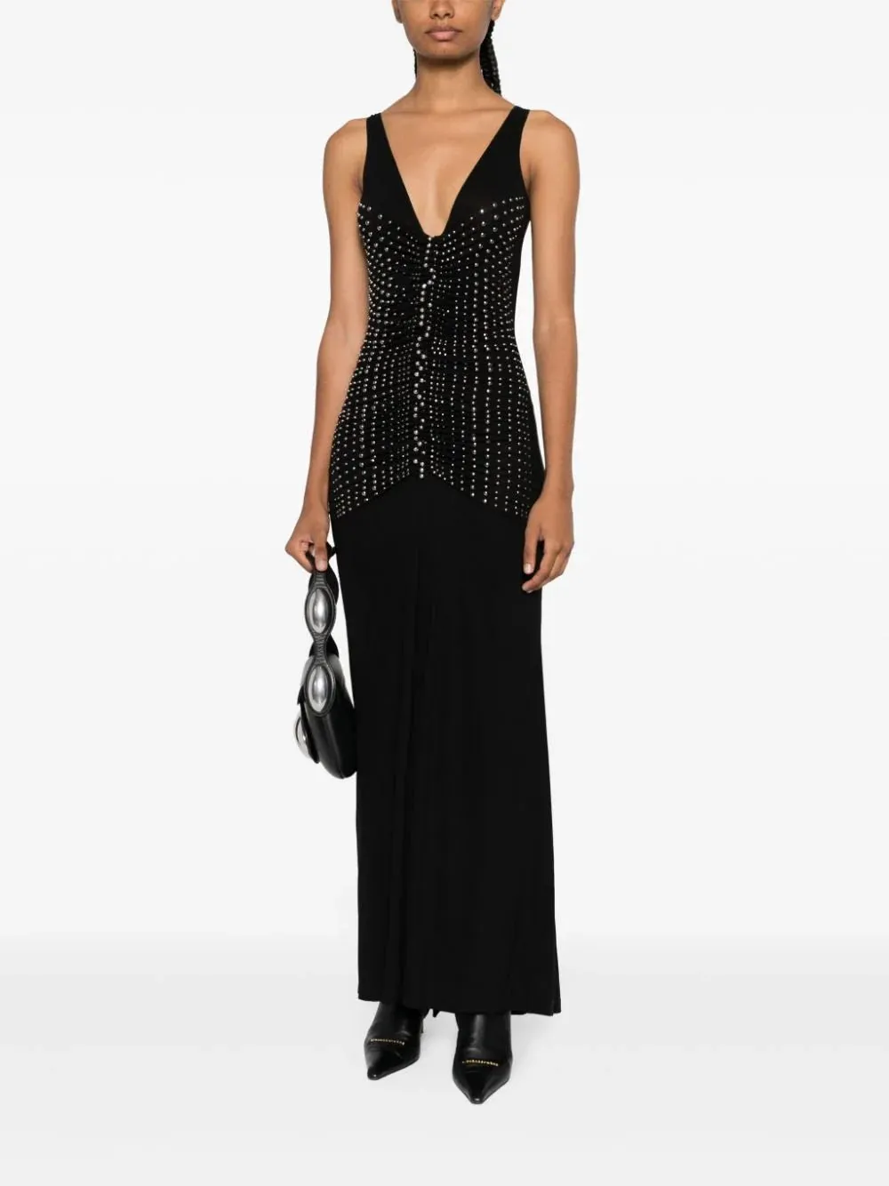 Embellished V-Neck Long Gown