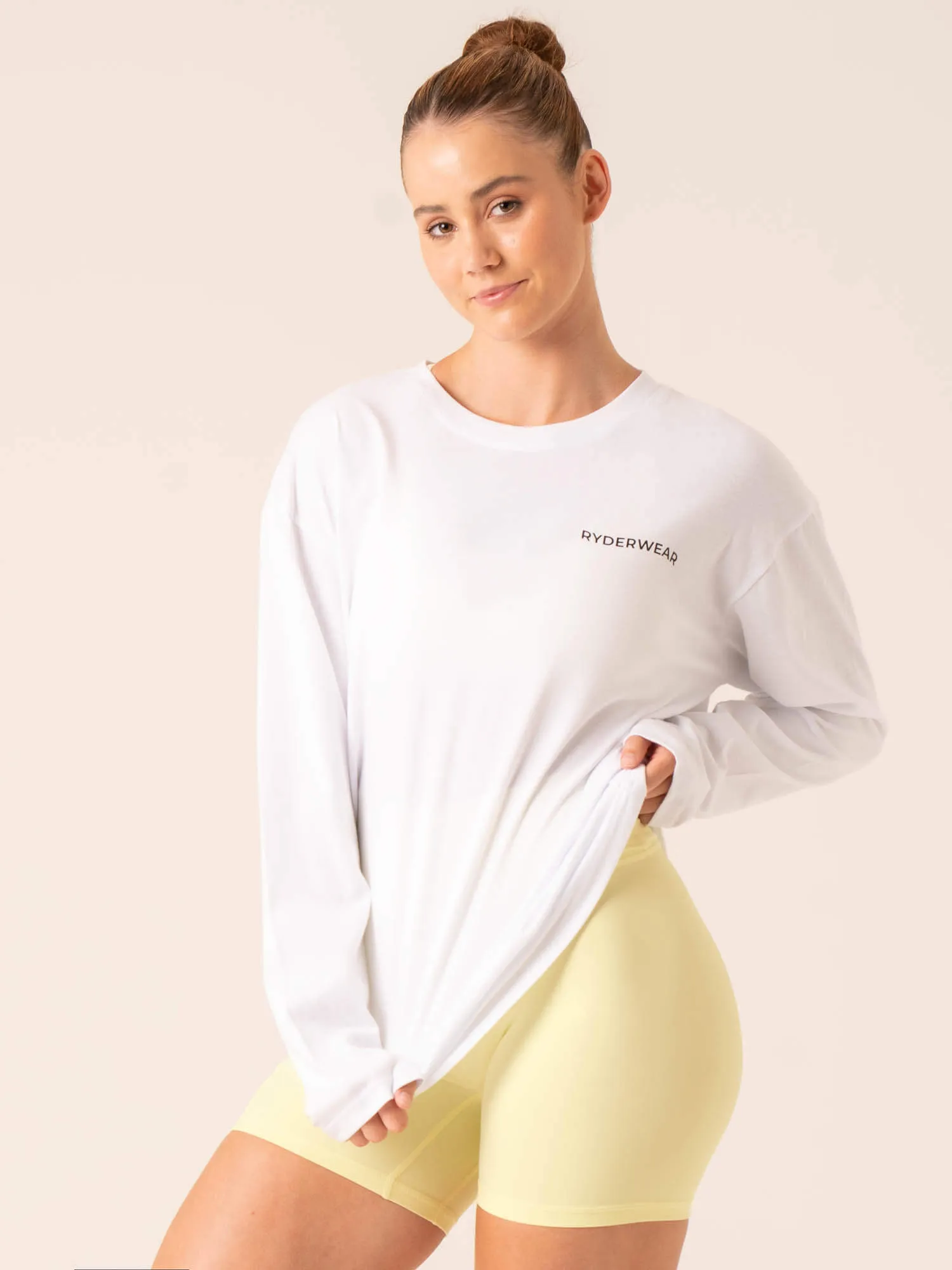 Embody Oversized Long Sleeve T-Shirt - White