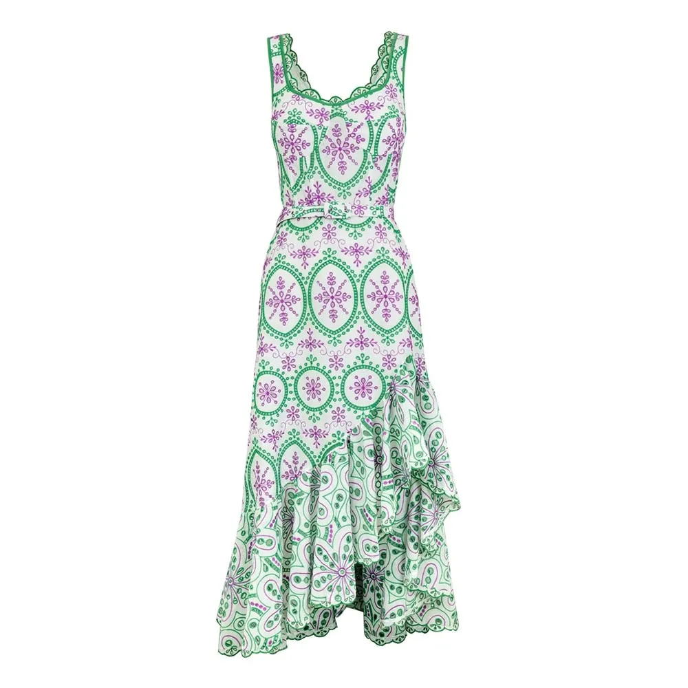 Embroidery Hollow Out Printing Dresses