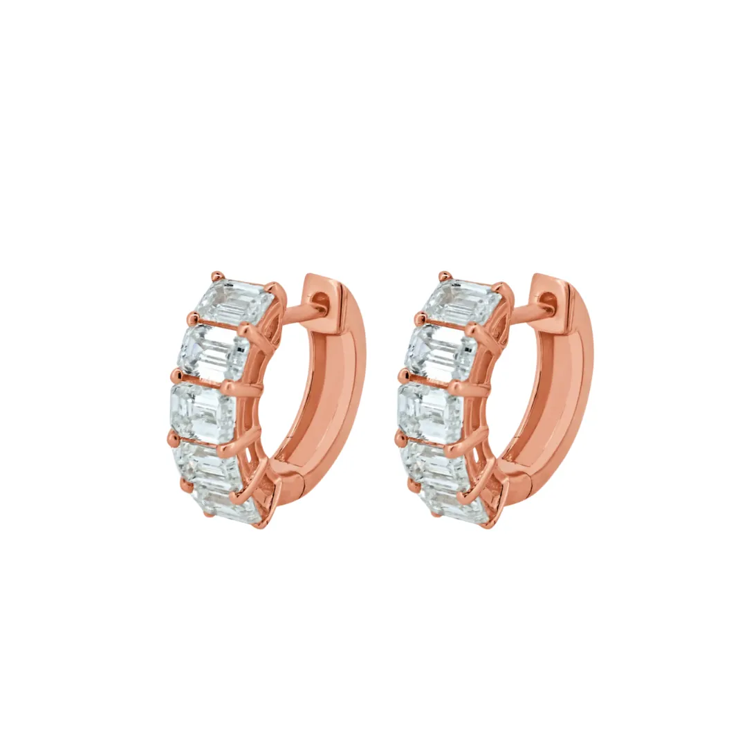 Emerald Cut Diamond Huggies