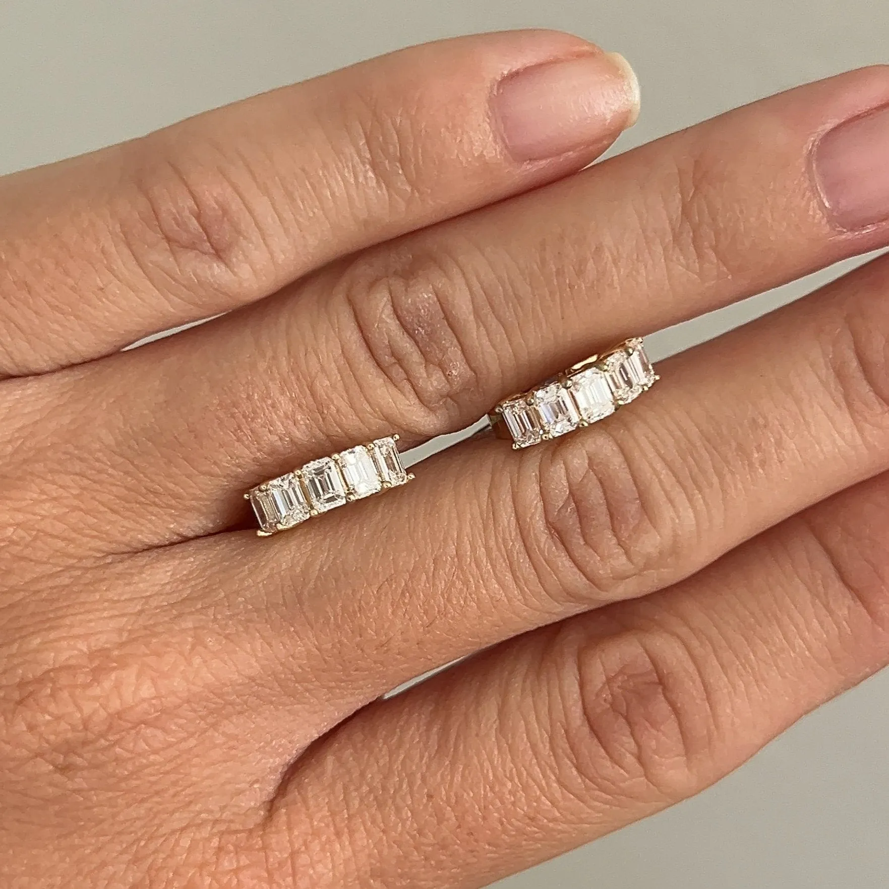 Emerald Cut Diamond Huggies