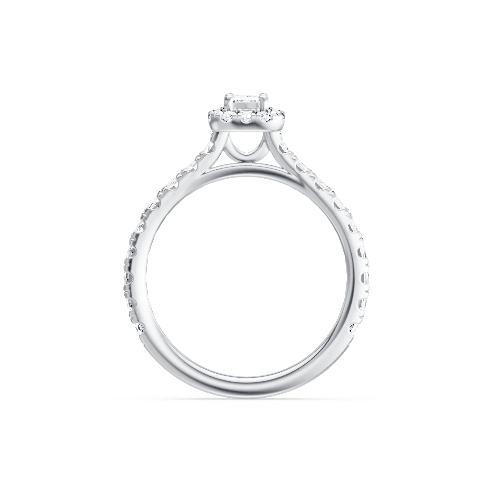 Emerald Cut Halo Ring with 1.10ct of Laboratory Grown Diamonds in 9ct White Gold