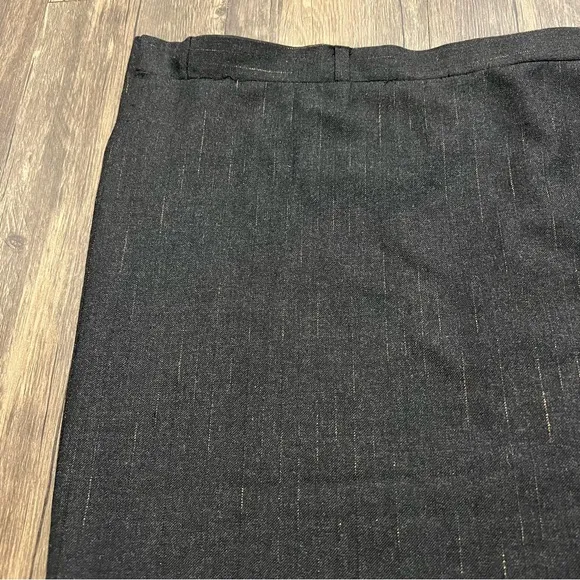 Escada Margarethe Lay Vtg 90s Knee Length Black Gold Pinstriped Pencil Skirt 16