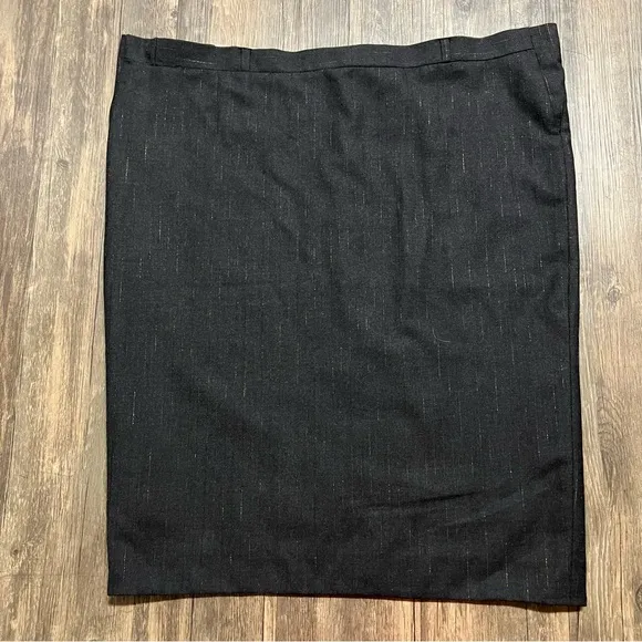 Escada Margarethe Lay Vtg 90s Knee Length Black Gold Pinstriped Pencil Skirt 16