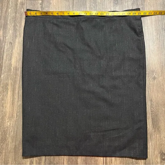 Escada Margarethe Lay Vtg 90s Knee Length Black Gold Pinstriped Pencil Skirt 16