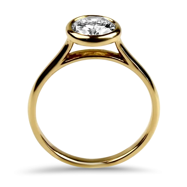 Estate 18k Yellow Gold Round Diamond Bezel Ring