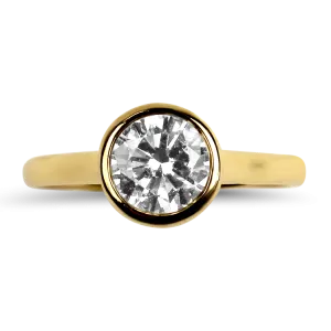 Estate 18k Yellow Gold Round Diamond Bezel Ring