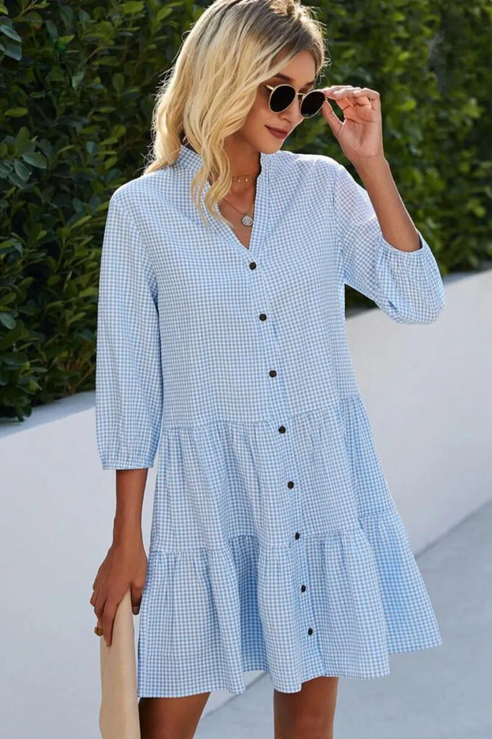 Estela® | Checked V-neck dress