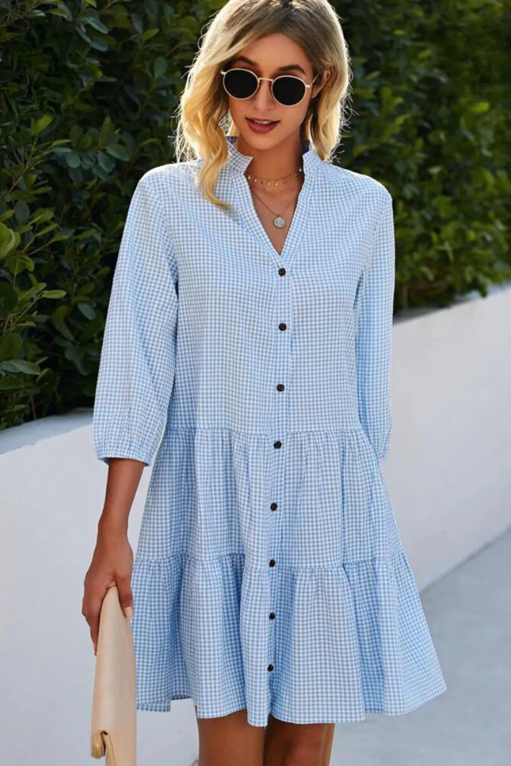 Estela® | Checked V-neck dress