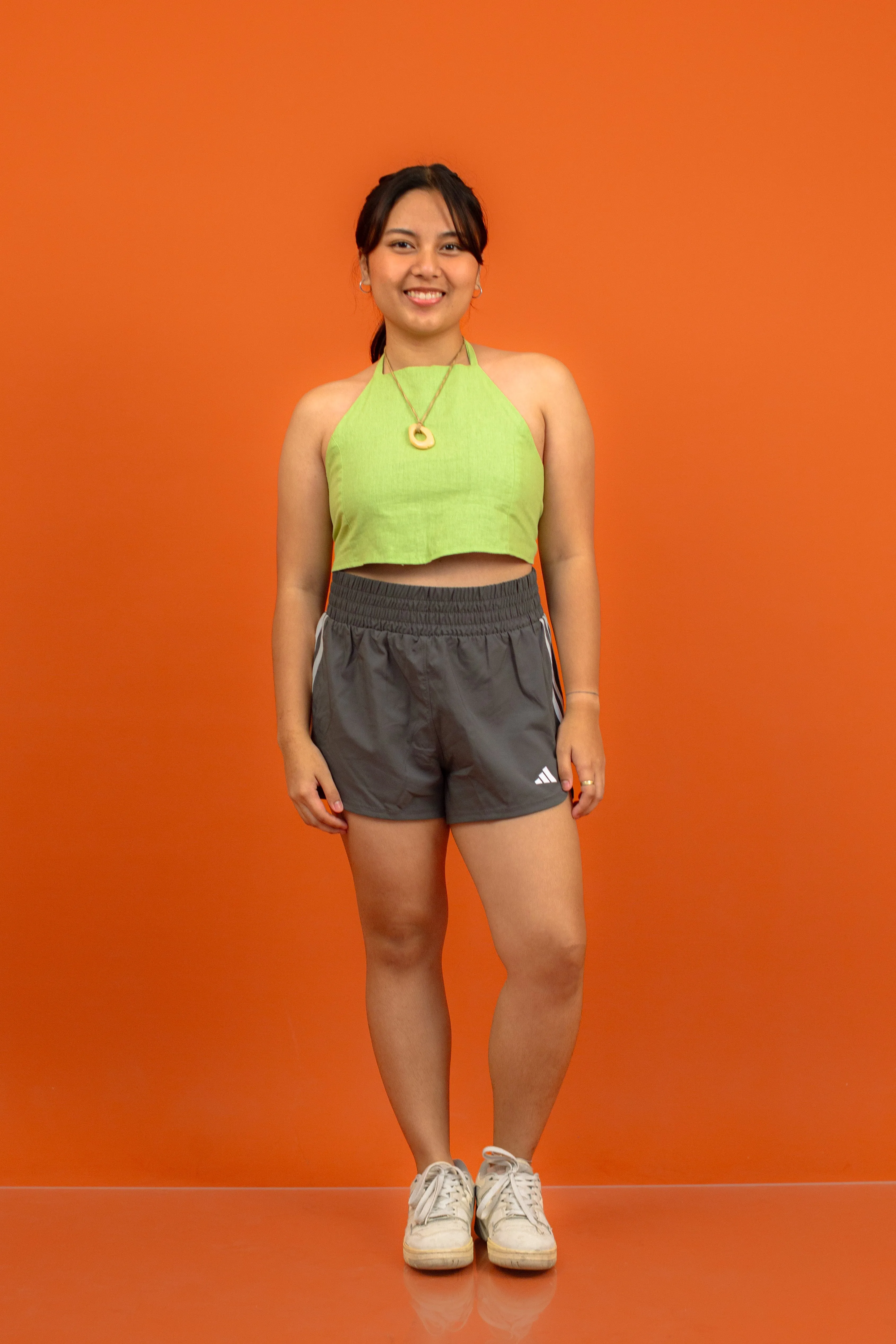 Fan Yourself Reversible Halter Top (Green & Gingham)