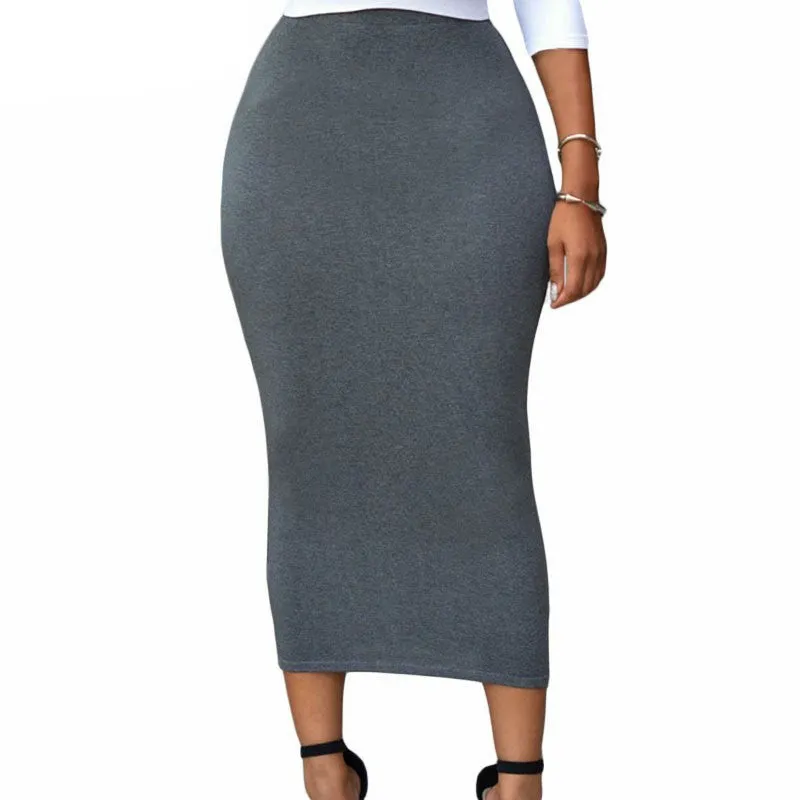 Fashion Summer Pencil Skirt Office Lady Bodycon Vintage Womens High Waist Midi Skirts Slim