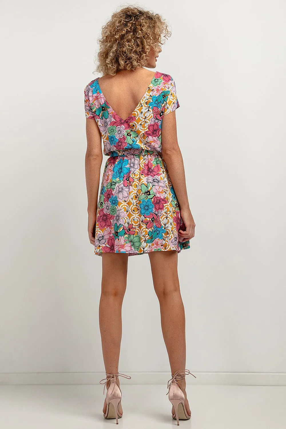 Floral V-Neck Kimono Dress