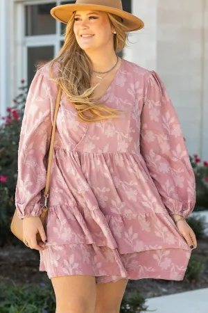 Floral V Neck Tiered Ruffled Plus Size Dress