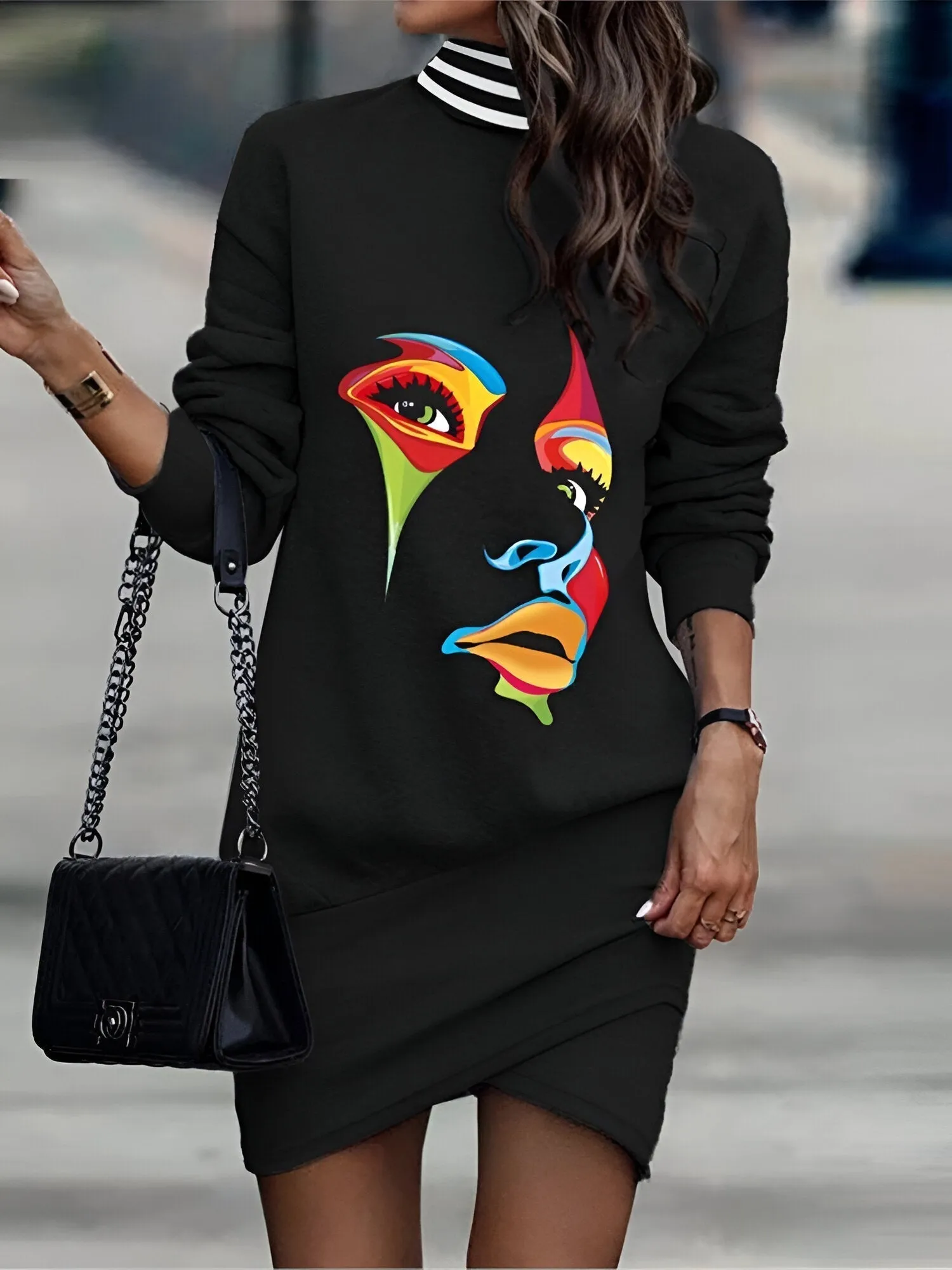 Florentina | Casual mini dress with high collar