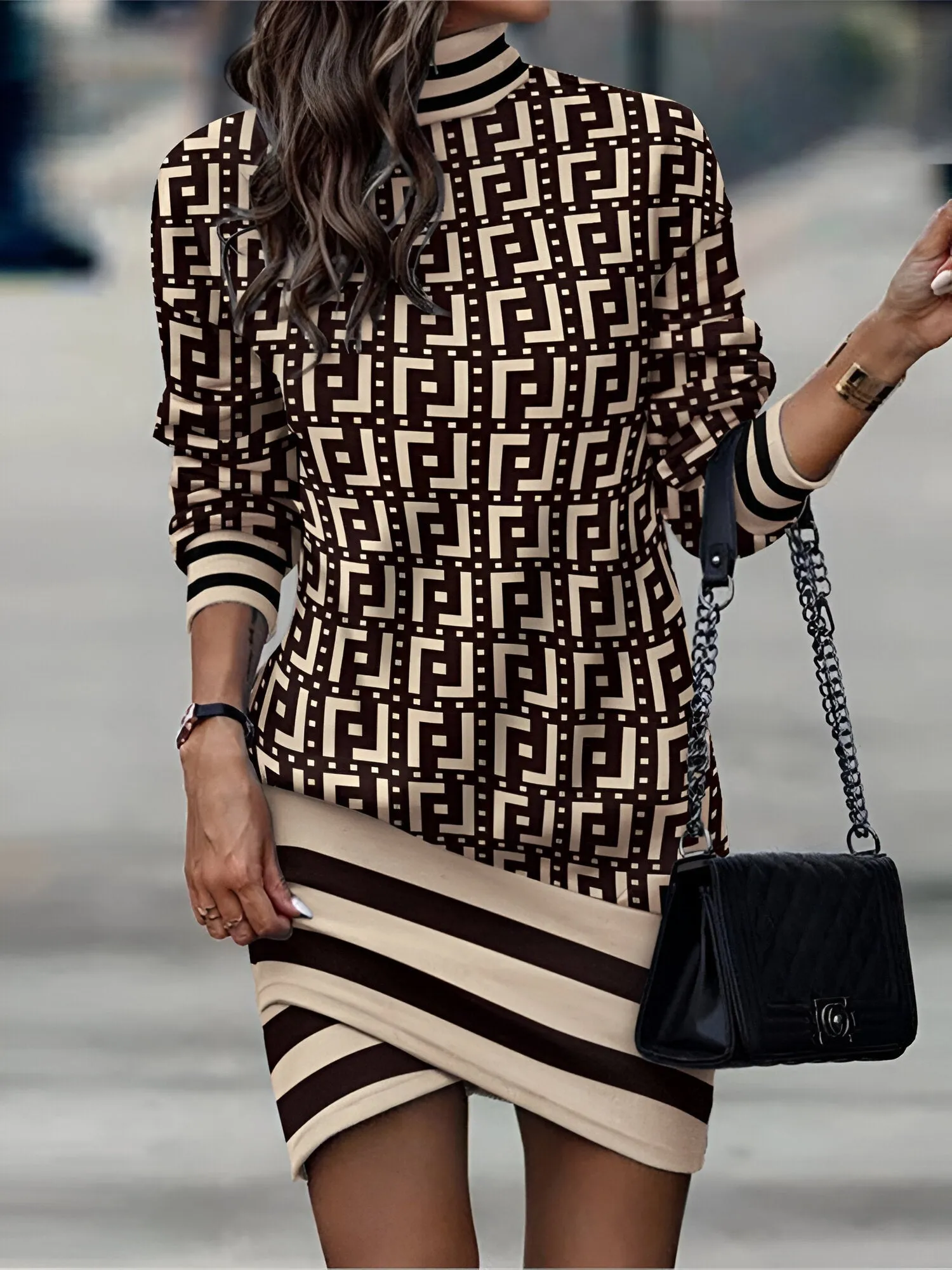 Florentina | Casual mini dress with high collar
