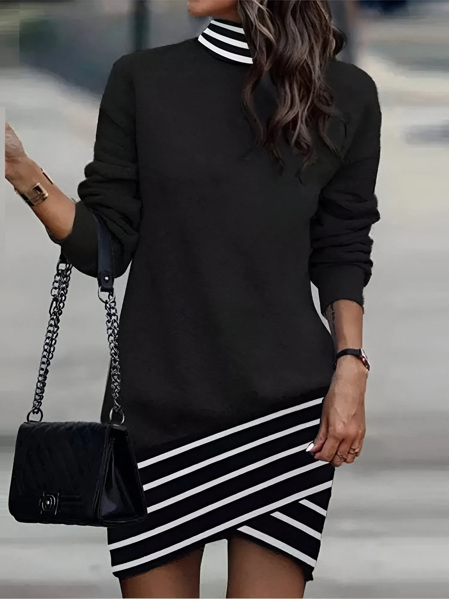 Florentina | Casual mini dress with high collar