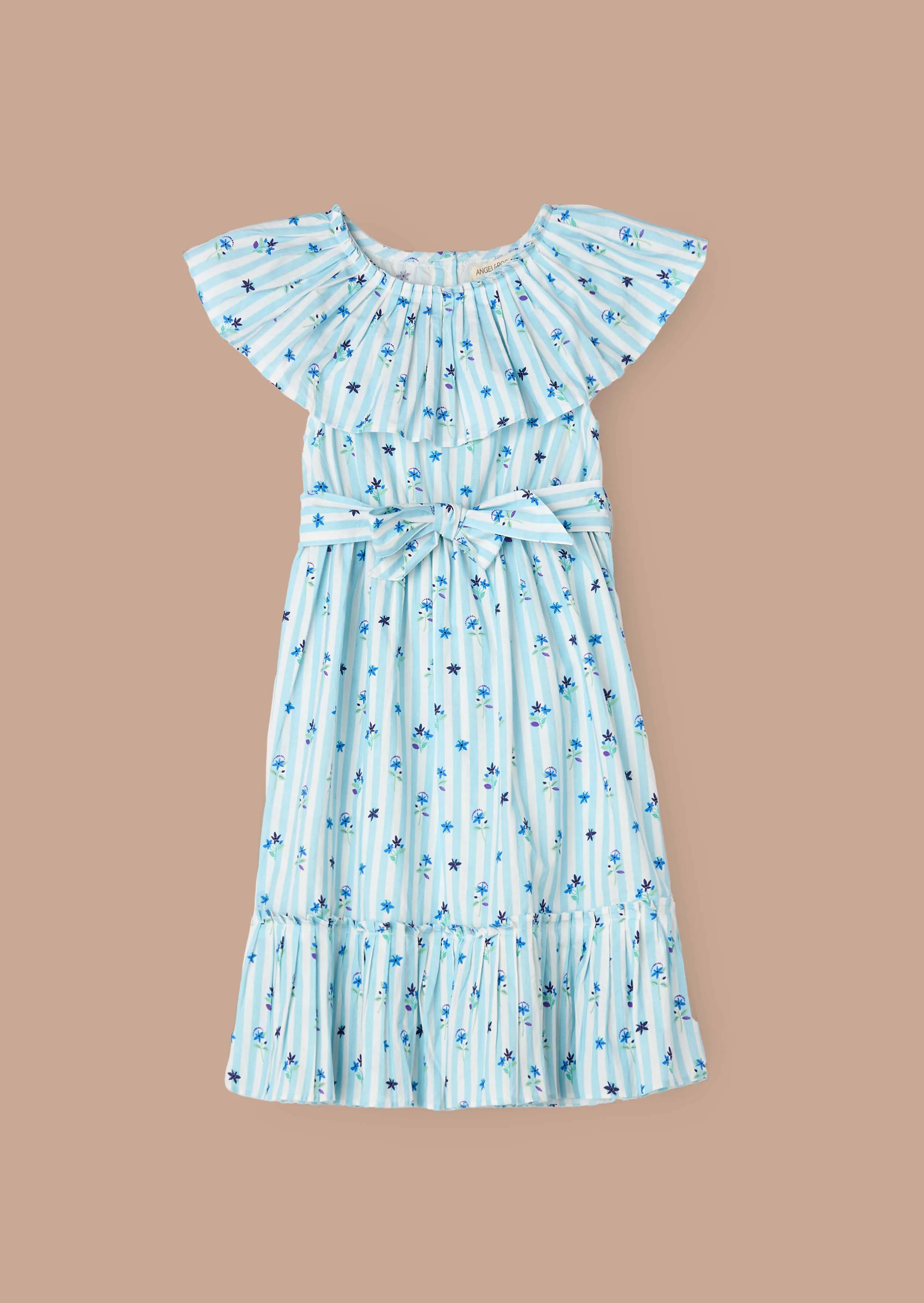 Flori Blue Pleated Collar Dress