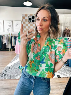 Flutter Sleeve Floral Top