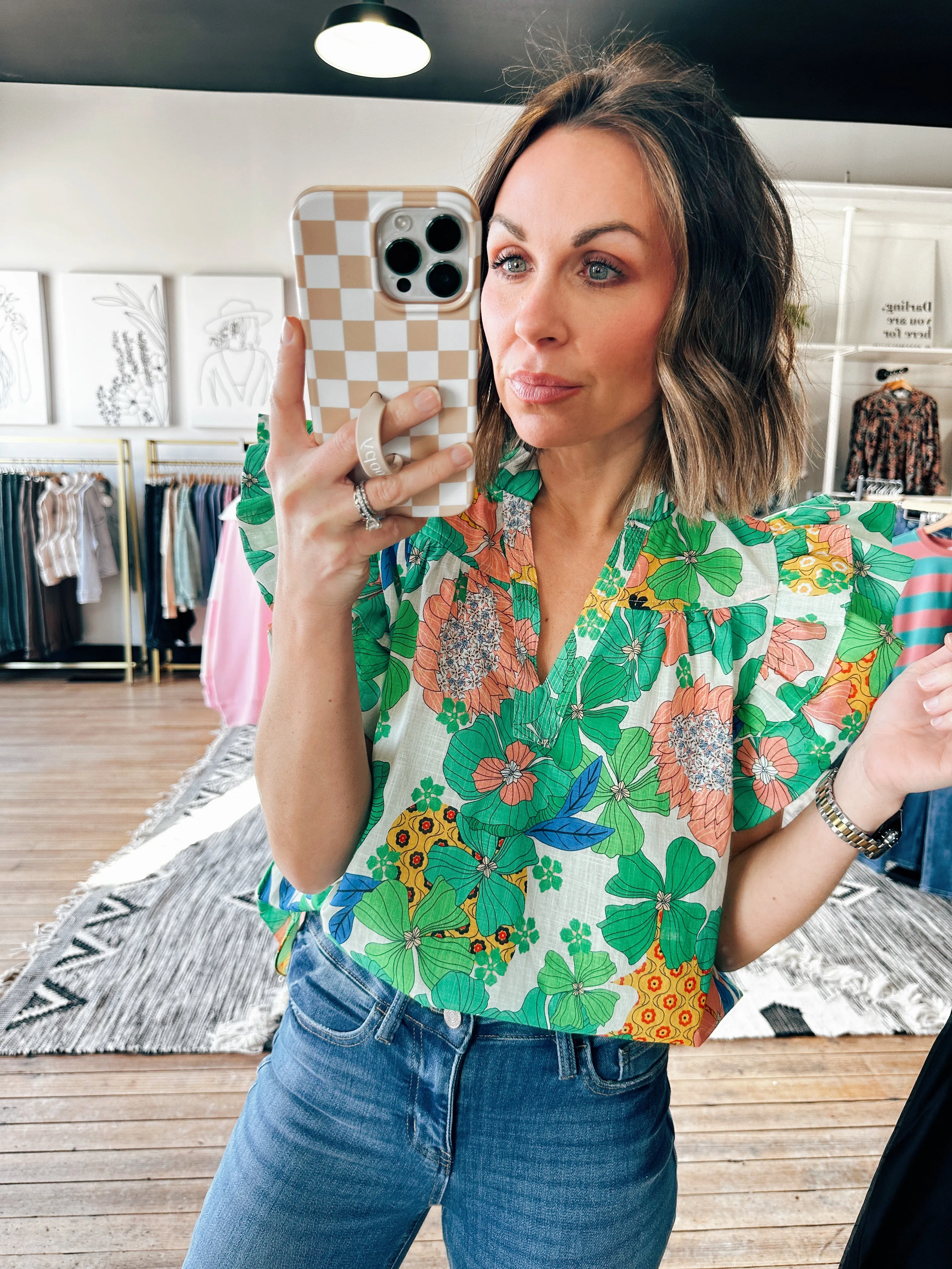 Flutter Sleeve Floral Top