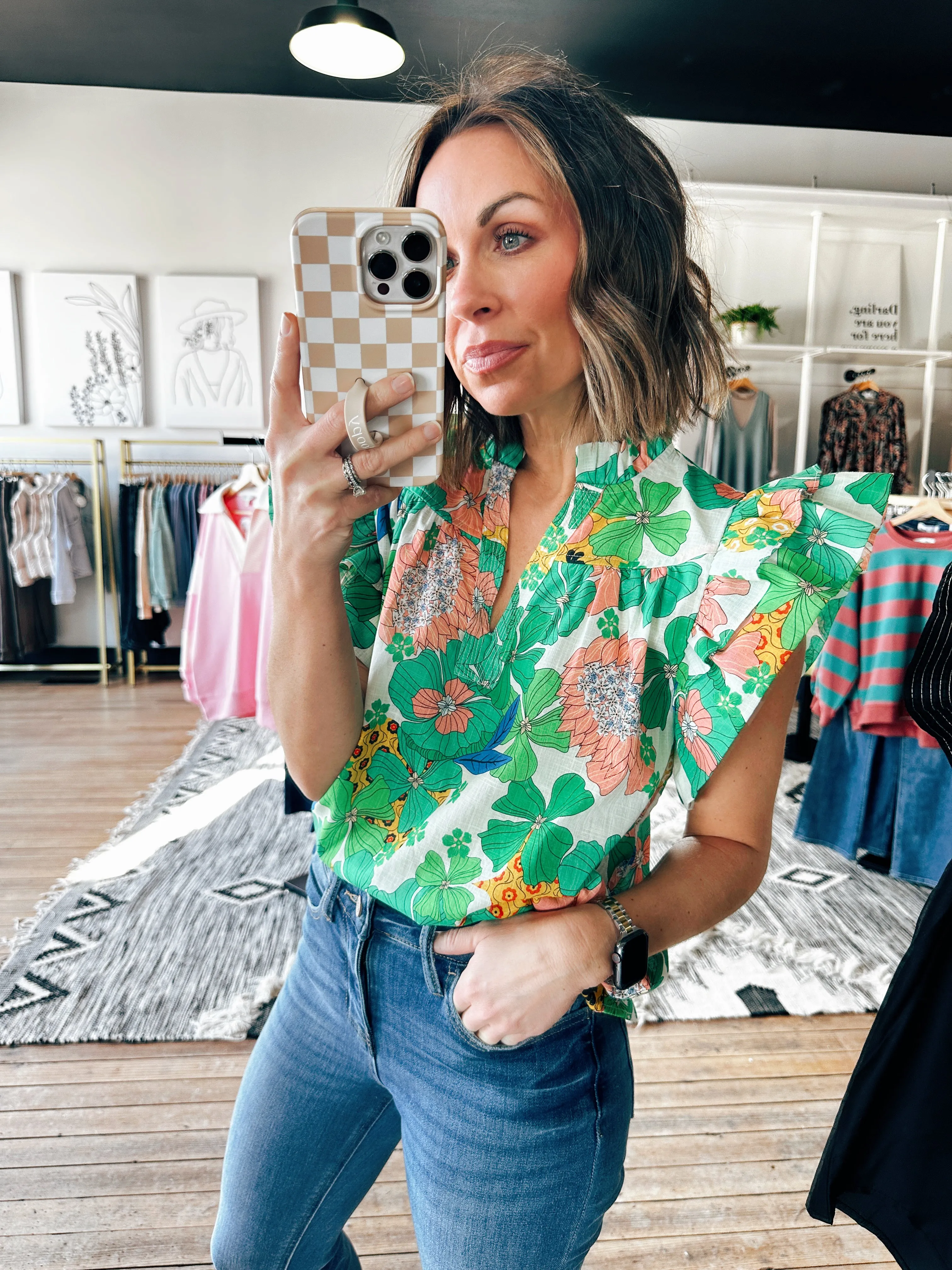 Flutter Sleeve Floral Top