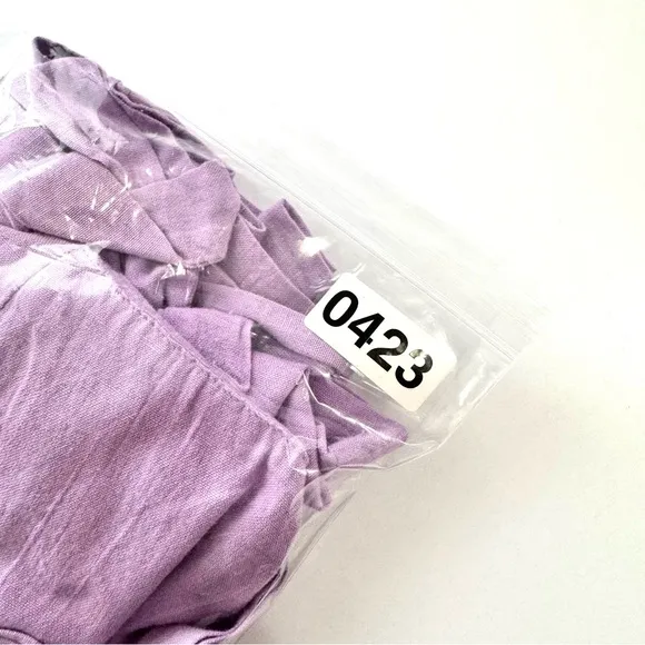 Free People Close To Heart Mini Dress Back Tie Linen/Cotton Boho Lilac Purple S