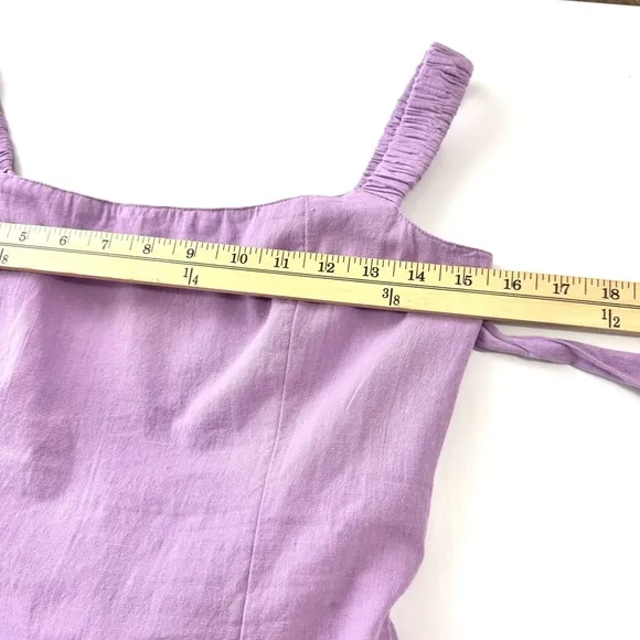 Free People Close To Heart Mini Dress Back Tie Linen/Cotton Boho Lilac Purple S
