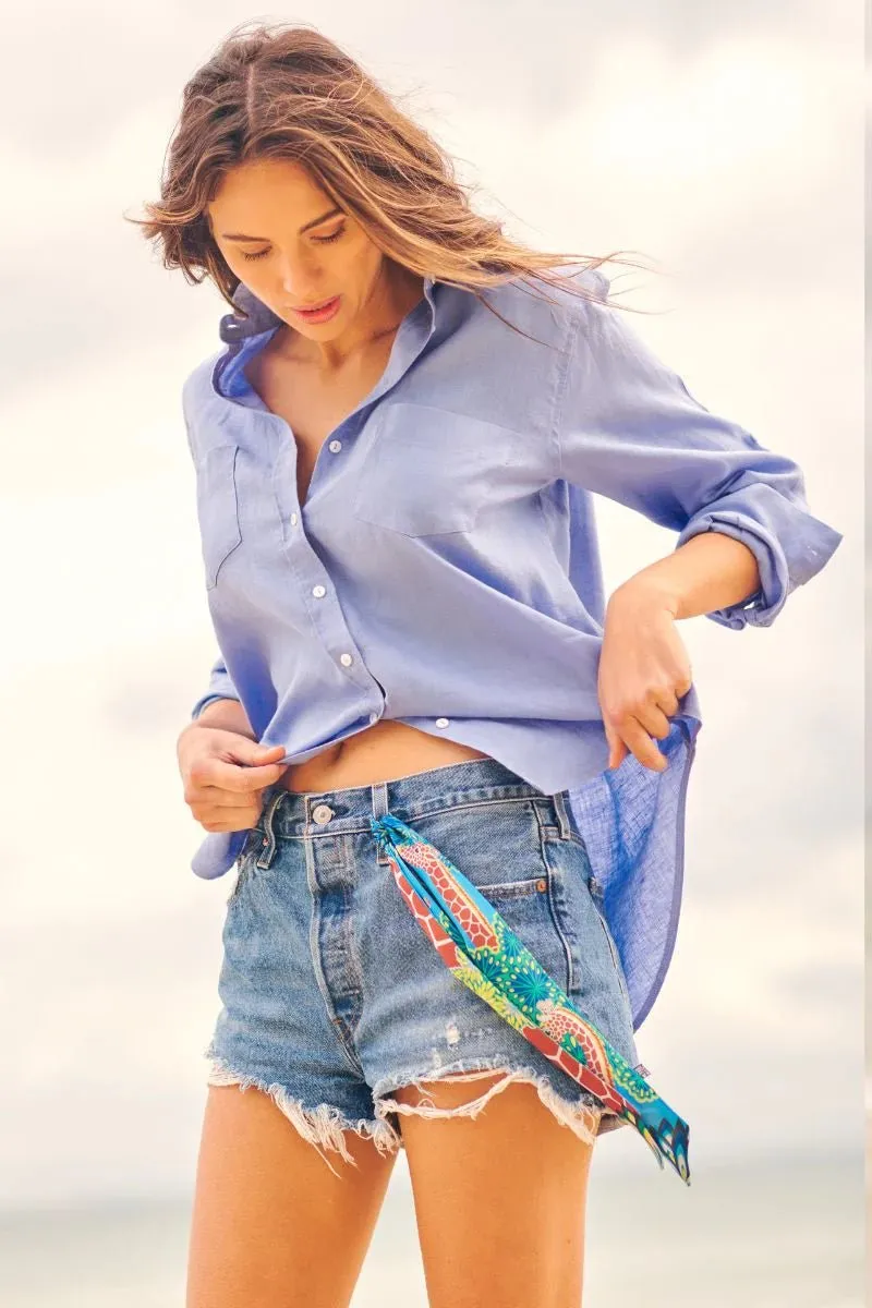 Girlfriend Linen Shirt Cornflower Blue