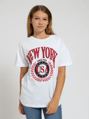 Girls Oversized Tee - White