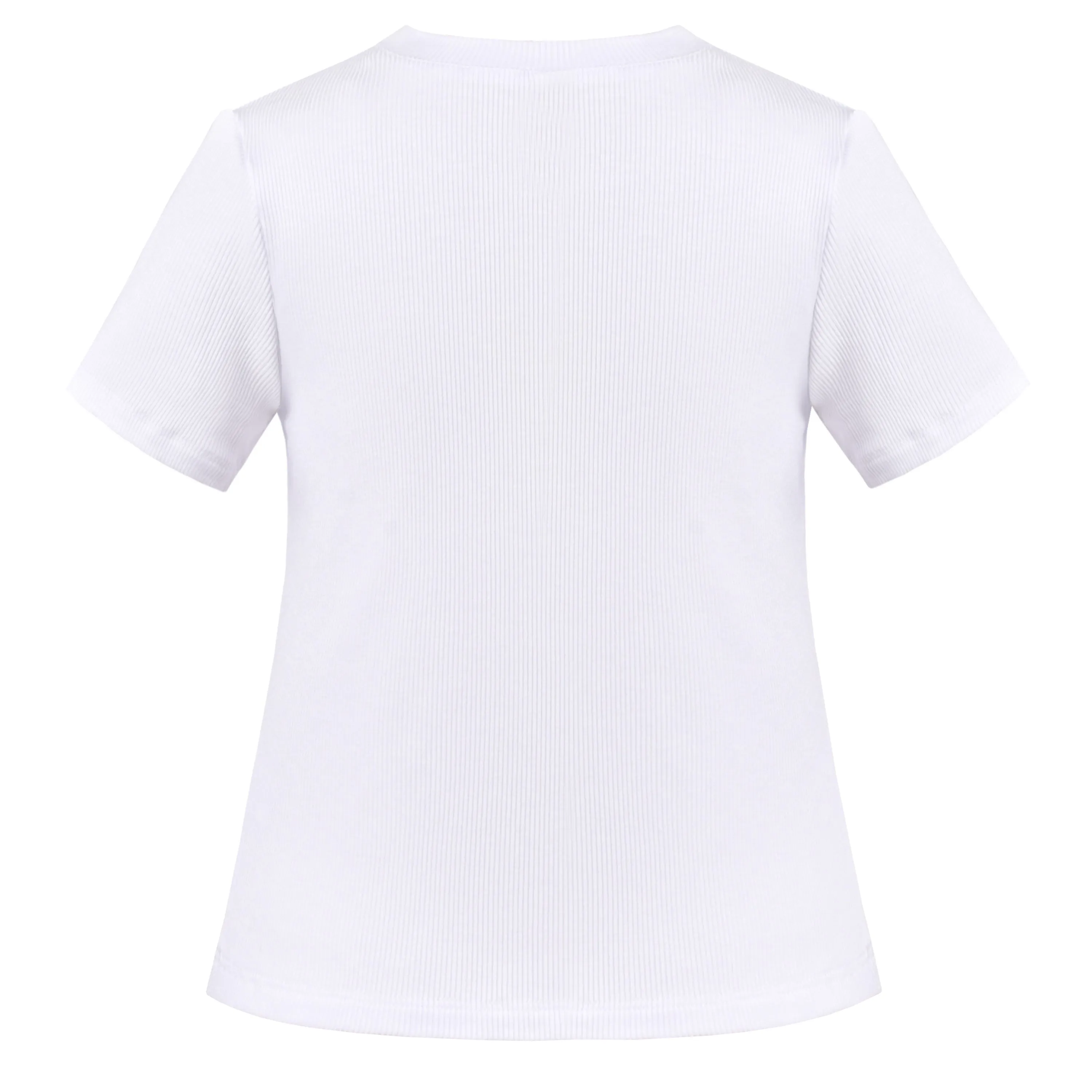 Girls T-shirt Crop Top Lettuce Trim Ribbed Knit Button Casual Size 4-10 Years