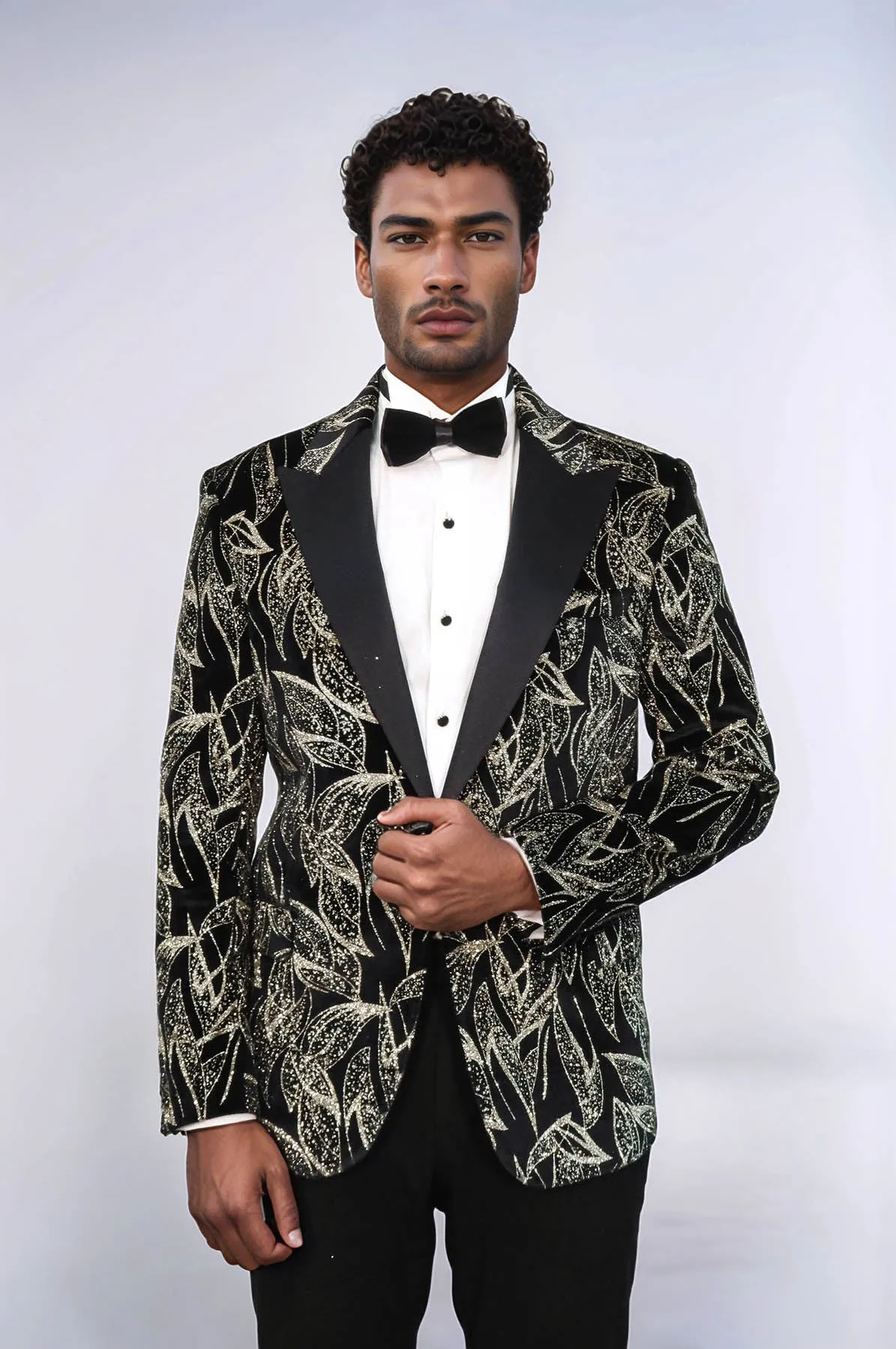 Glittery Slim Fit Black Men Prom Blazer - Wessi