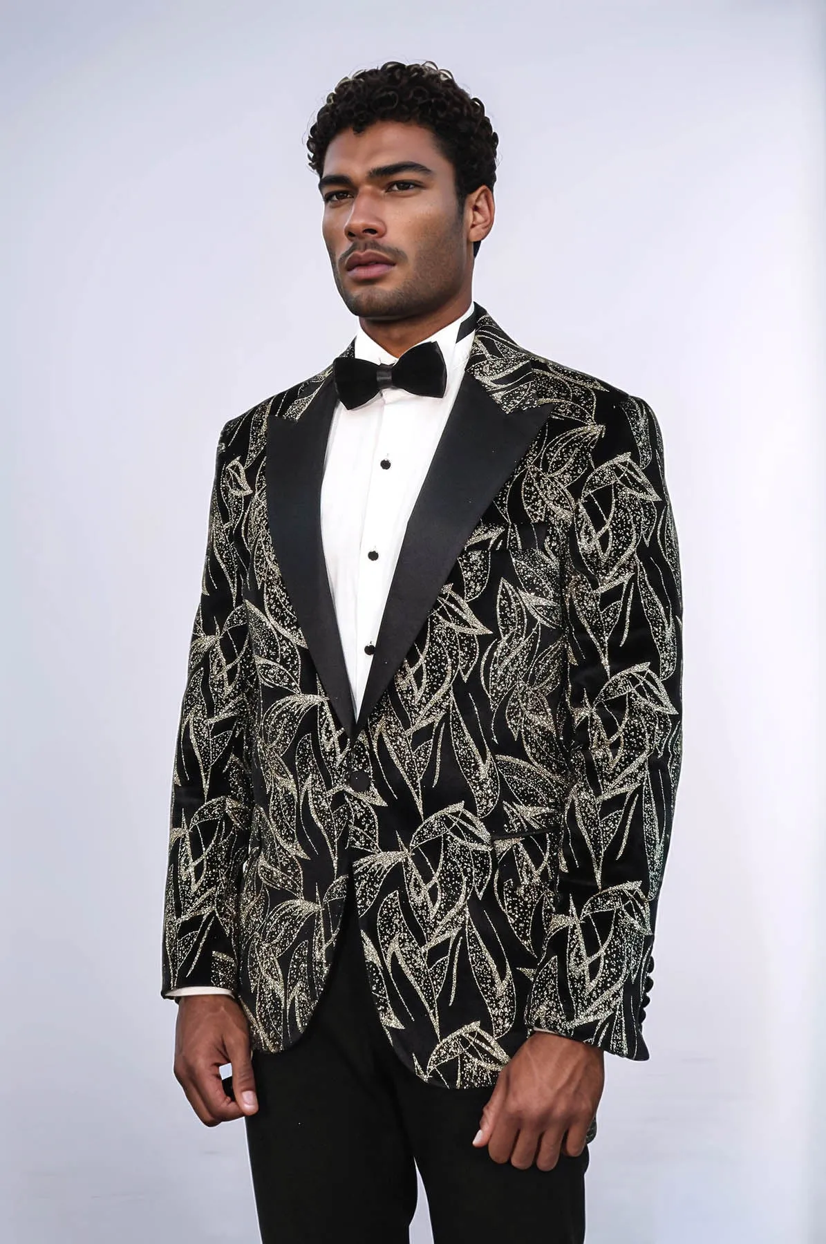 Glittery Slim Fit Black Men Prom Blazer - Wessi