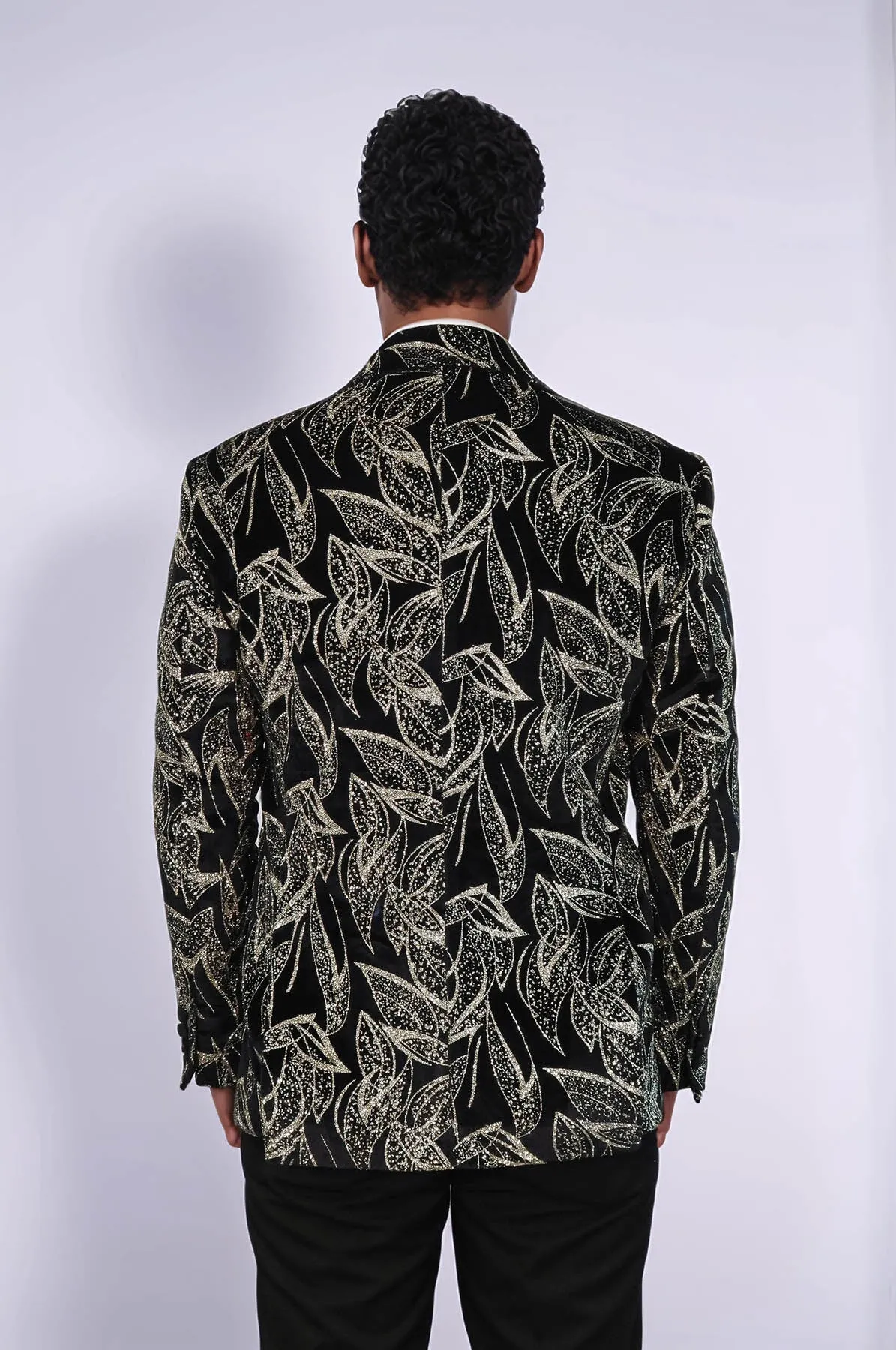 Glittery Slim Fit Black Men Prom Blazer - Wessi