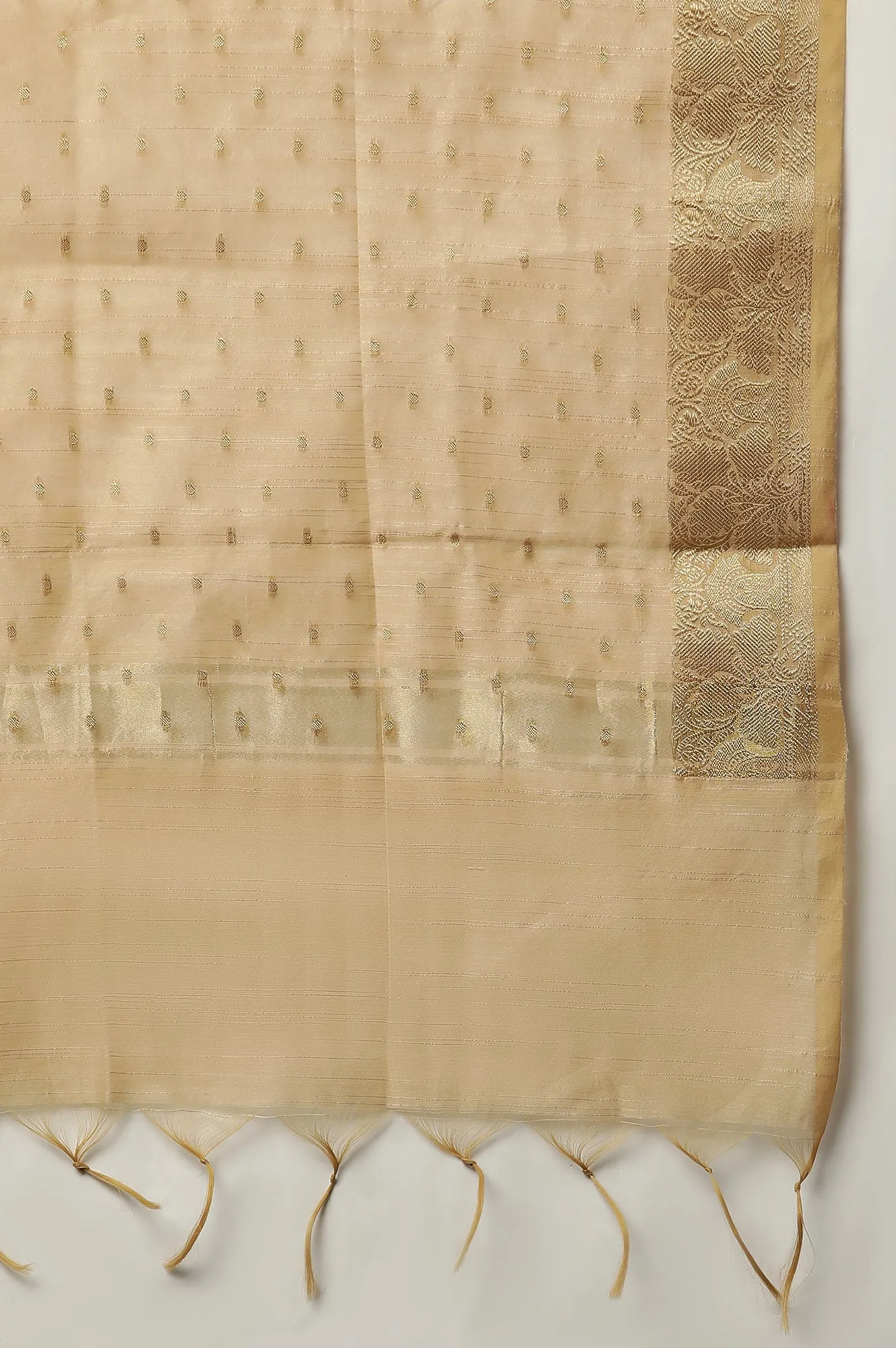 Gold Polka Dot Printed Banarasi Dupatta