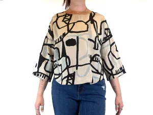 Gorman   Claire Johnson 100% linen unique print top size M
