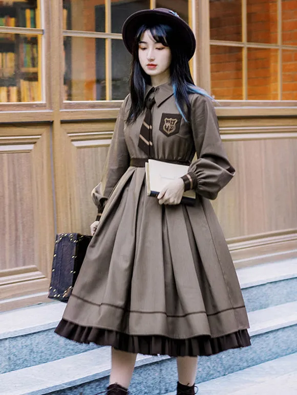 Gothic Lolita Dresses Ruffles Embroidered Coffee Brown Coffee Brown