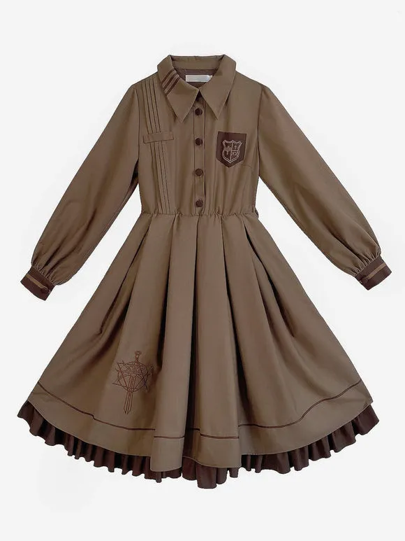 Gothic Lolita Dresses Ruffles Embroidered Coffee Brown Coffee Brown