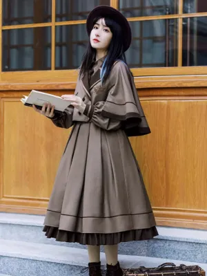 Gothic Lolita Dresses Ruffles Embroidered Coffee Brown Coffee Brown