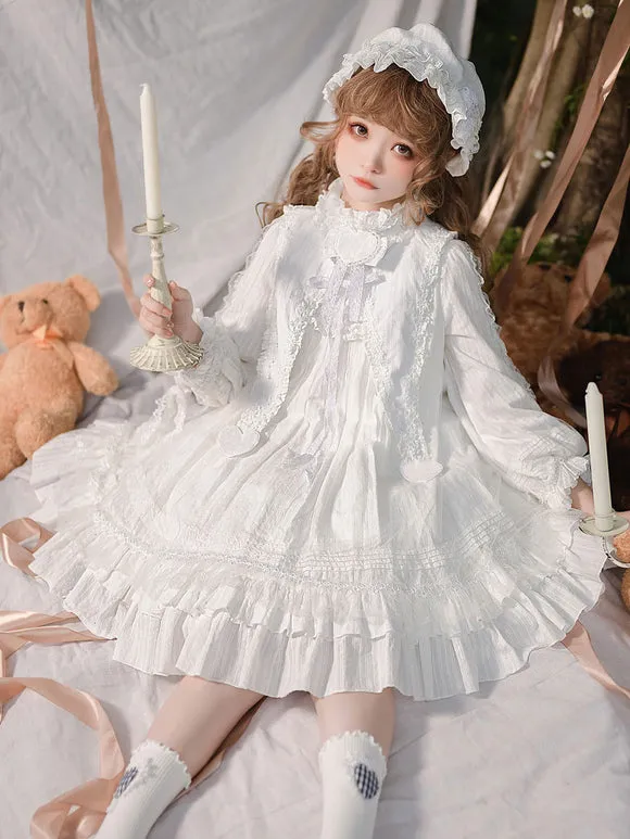 Gothic Lolita OP Dress Black Long Sleeves Lace Ruffles Polyester Lace Lolita One Piece Dress