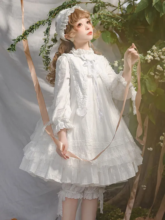 Gothic Lolita OP Dress Black Long Sleeves Lace Ruffles Polyester Lace Lolita One Piece Dress