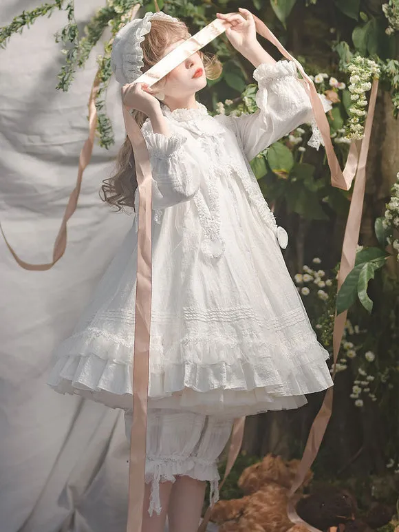 Gothic Lolita OP Dress Black Long Sleeves Lace Ruffles Polyester Lace Lolita One Piece Dress