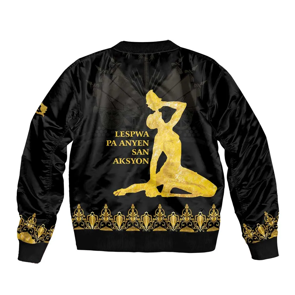 Haiti Neg Marron Bomber Jacket Lespwa pa anyen san aksyon - Gold LT01
