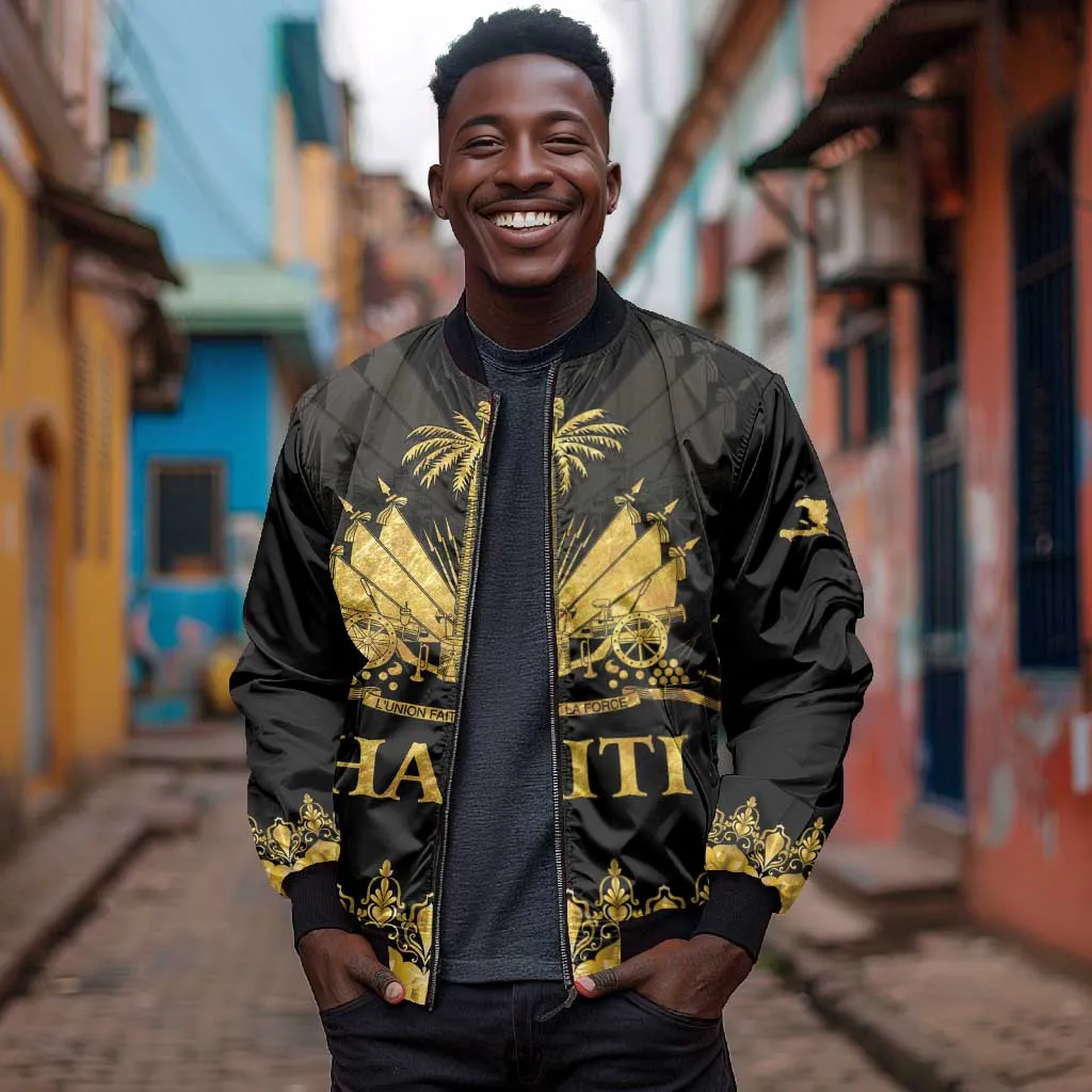 Haiti Neg Marron Bomber Jacket Lespwa pa anyen san aksyon - Gold LT01