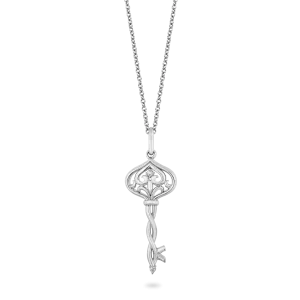 Hallmark Fine Jewelry Precious Lace Key Pendant in Sterling Silver with Diamonds
