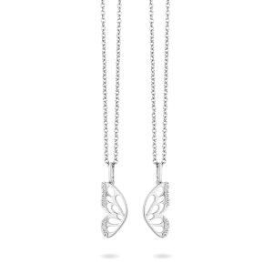 Hallmark Fine Jewelry Two-of-a-Kind Butterfly Wing Pendants in Sterling Silver with Diamonds