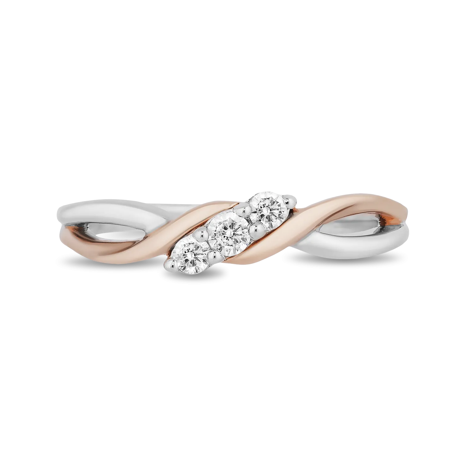Hallmark Fine Jewelry Two-Tone Eternal Connection Promise Ring in Sterling Silver and 14K Rose Gold with Diamonds