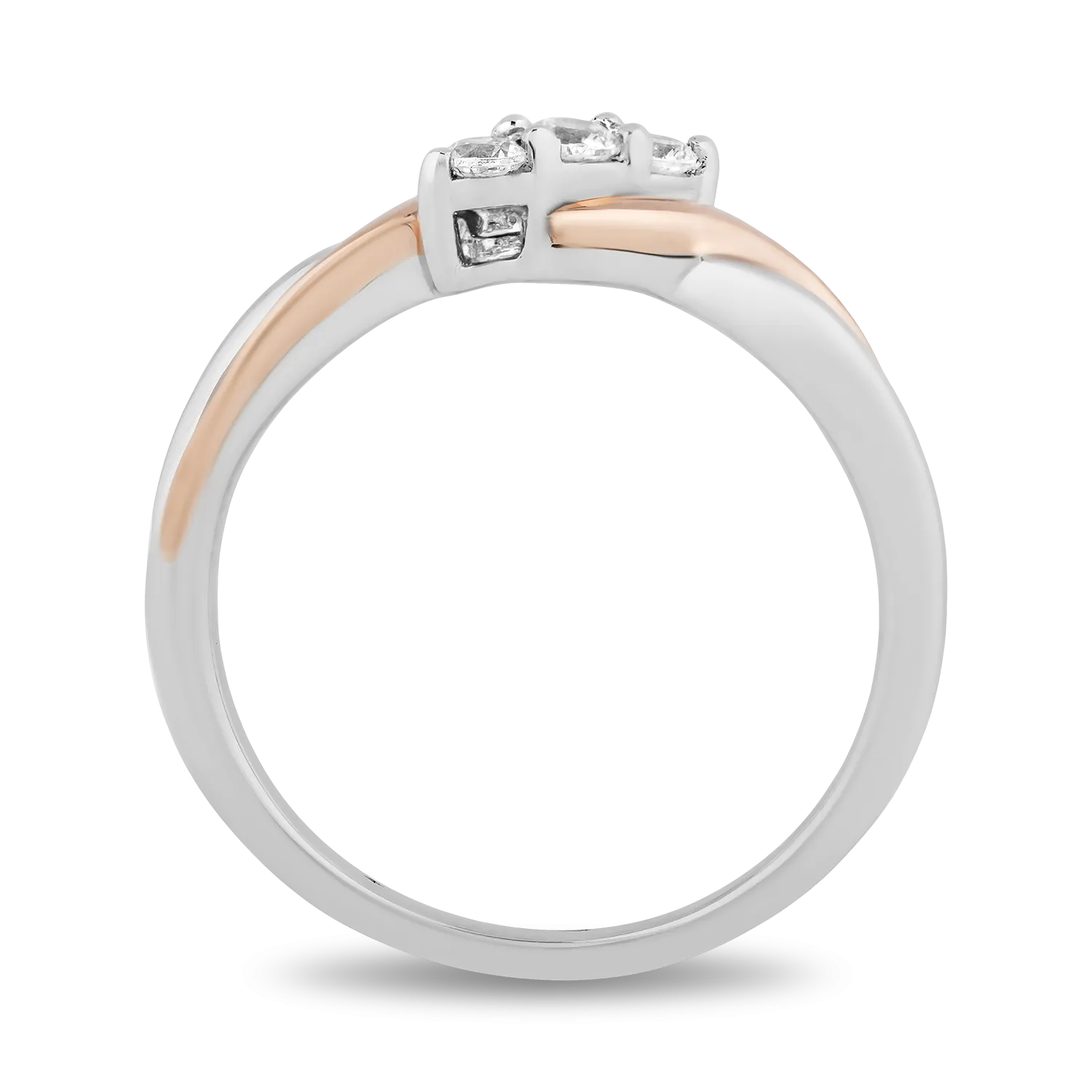 Hallmark Fine Jewelry Two-Tone Eternal Connection Promise Ring in Sterling Silver and 14K Rose Gold with Diamonds