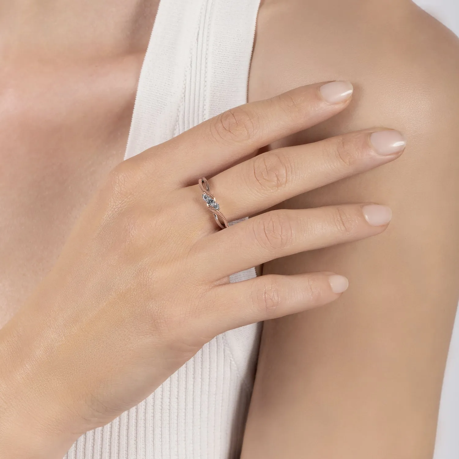 Hallmark Fine Jewelry Two-Tone Eternal Connection Promise Ring in Sterling Silver and 14K Rose Gold with Diamonds
