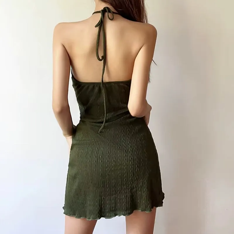 Halter Neck Knitted Mini Dress
