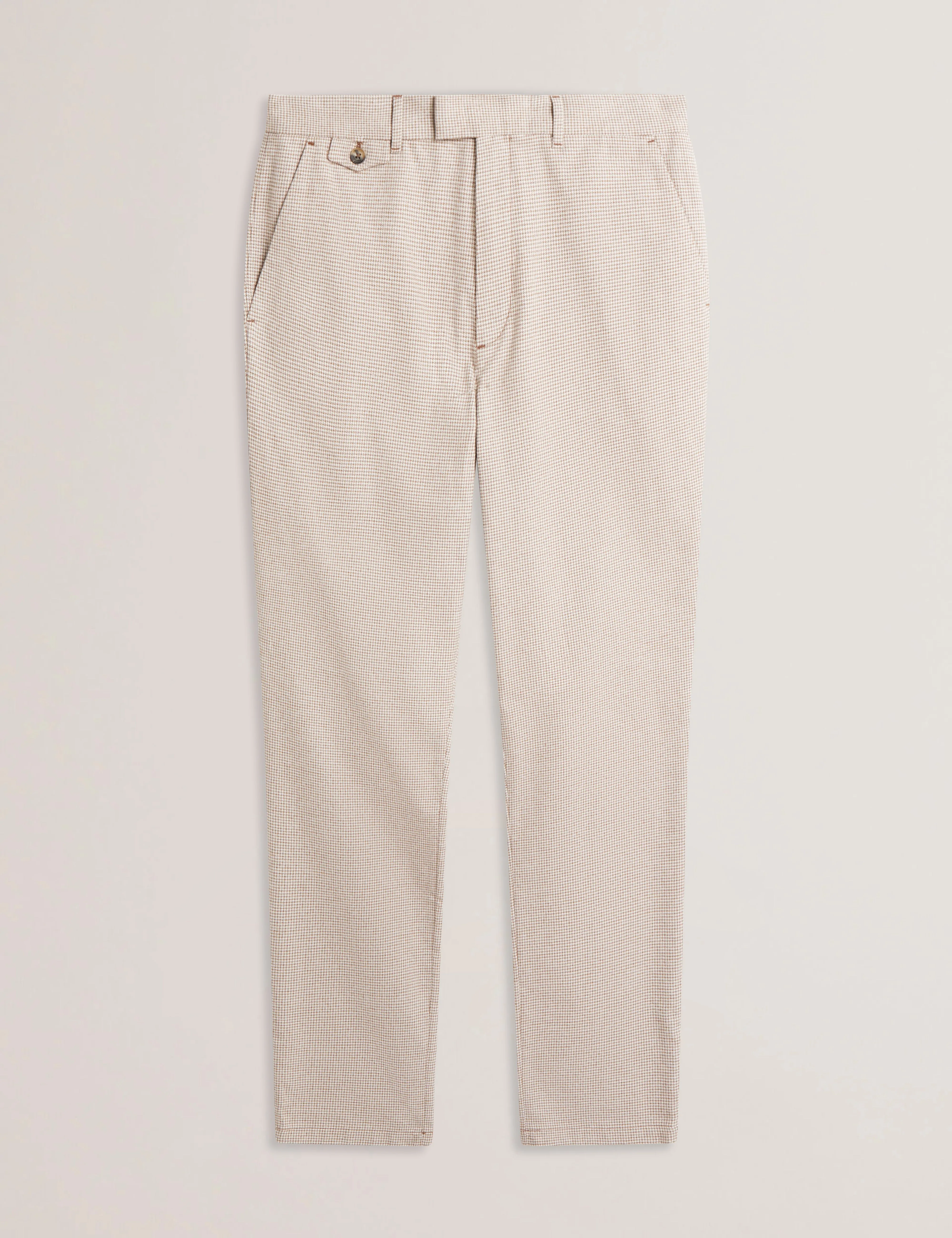 Handly Micro Houndstooth Slim Fit Trouser Taupe